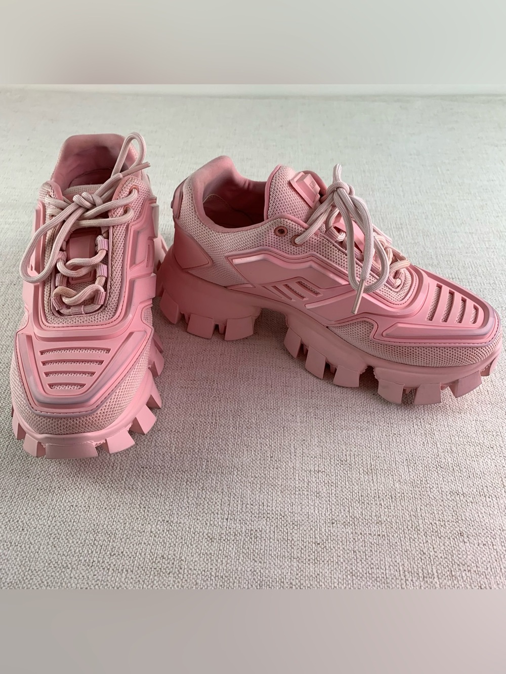 Prada women's Cloudbust Thunder Platform Lug-Sole Sneakers chunky mesh pink